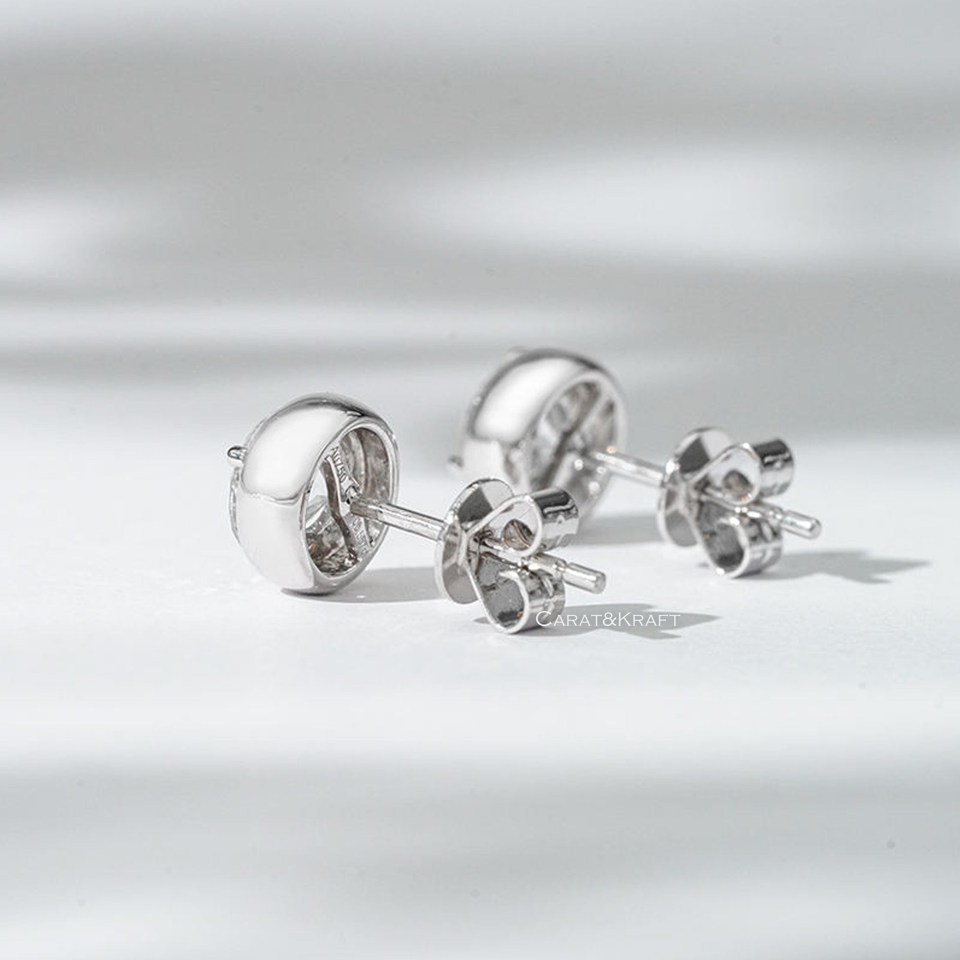 bezel set diamond studs, VVS1 Moissanite Stud Earrings: Lab Grown Diamond Alternative, 925 Sterling Silver
