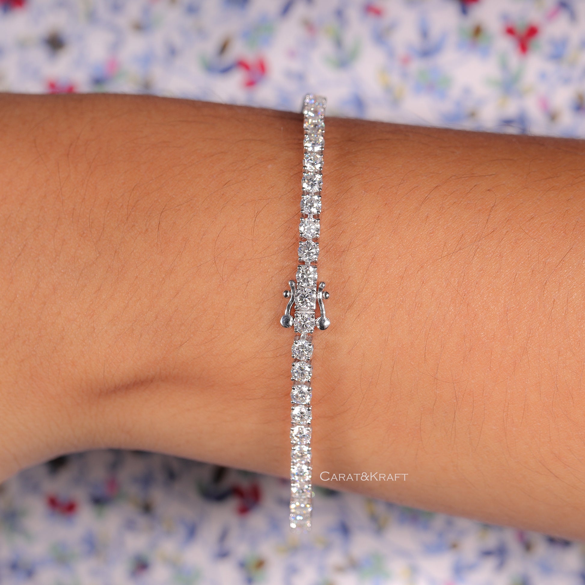 dainty diamond bracelet, lab diamond bracelet, 14k solid gold bracelet