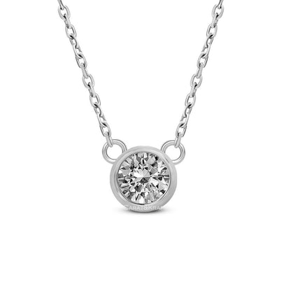 14K Gold Solitaire Necklace, Certified Real Lab Created