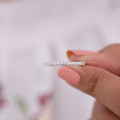 Full Eternity Style Moissanite Pretty Wedding Band, view 3