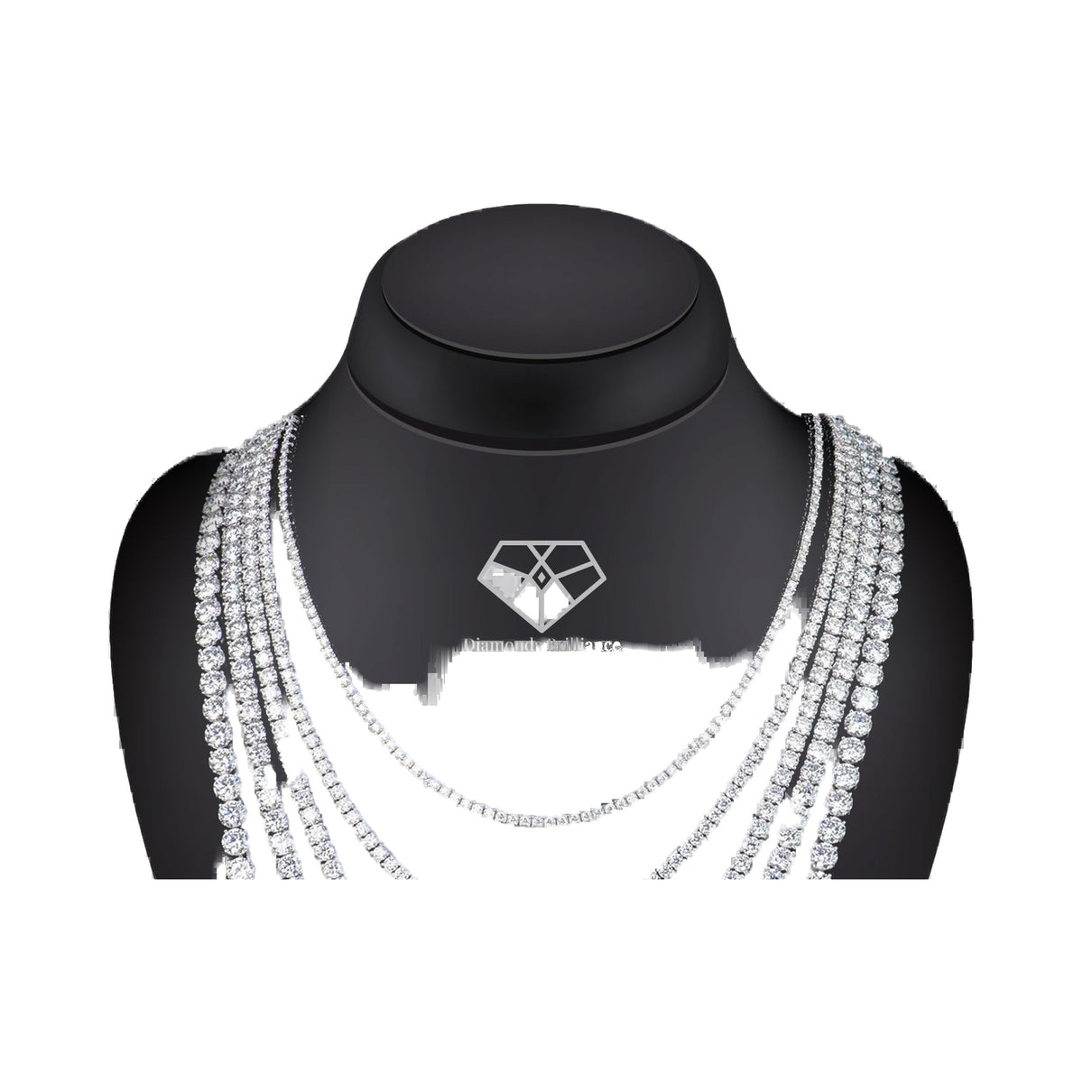 6.5mm 26 Inch Moissanite 925 Sterling Silver Tennis Necklace from Carat and Kraft, on white