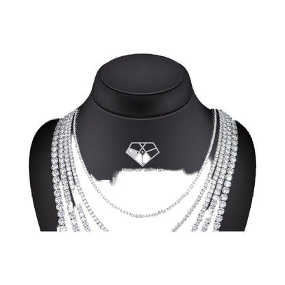 6.5mm 26 Inch Moissanite 925 Sterling Silver Tennis Necklace from Carat and Kraft, on white