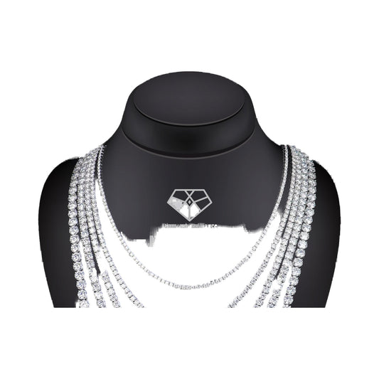 6.5mm 26 Inch Moissanite 925 Sterling Silver Tennis Necklace from Carat and Kraft, on white