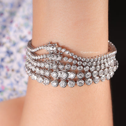 Bezel Set Lab Grown Diamond Bracelet, 10k Solid Gold Diamond Bracelet, view 4