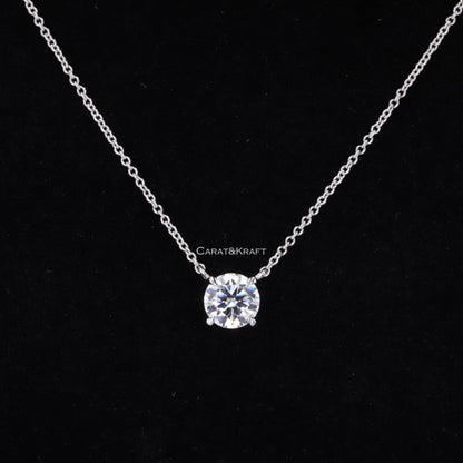 14K Gold Lab Grown Diamond Solitaire Necklace (IGI Certified), view 6