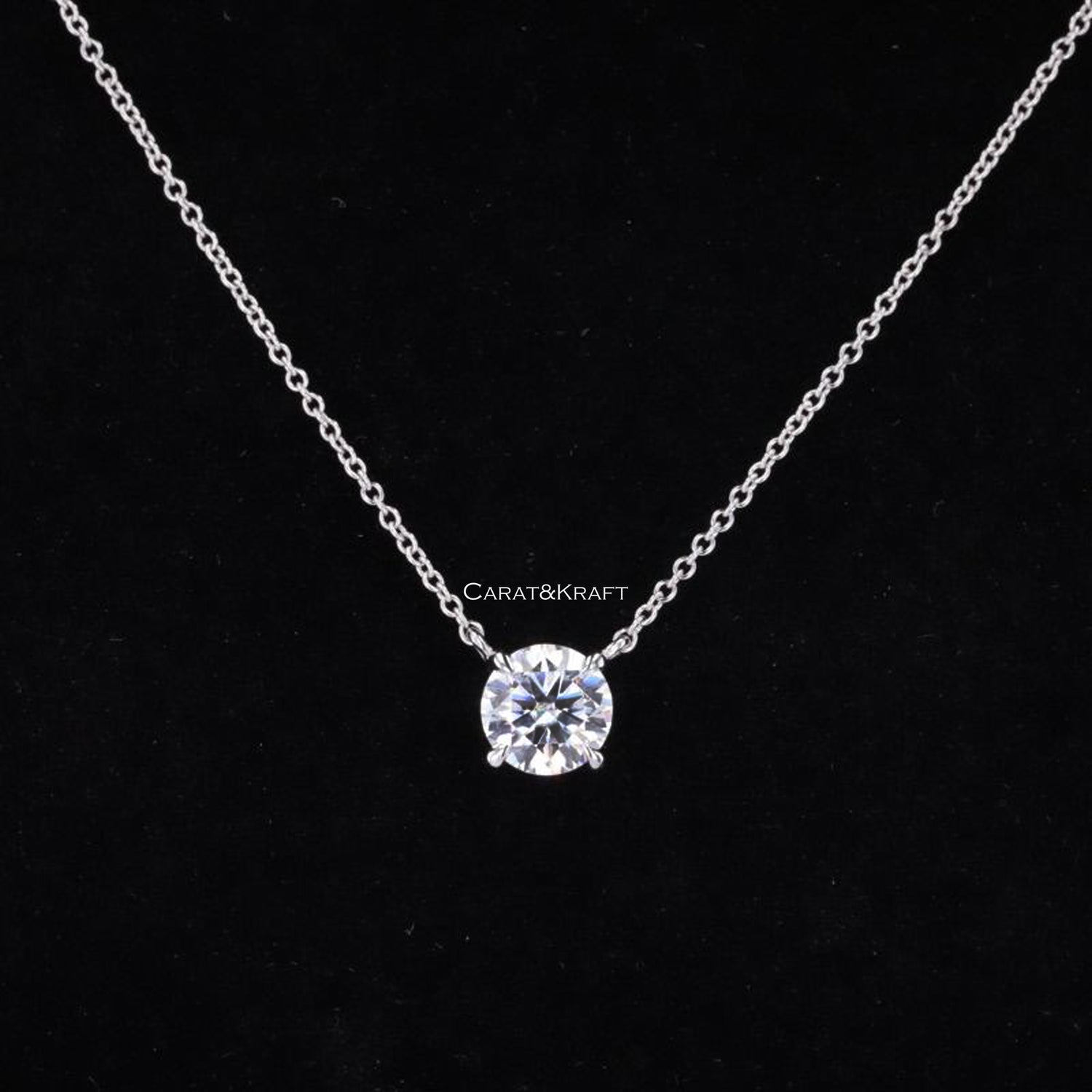 Moissanite Necklace, 1.65CT Round Moissanite Solitaire Pendant
