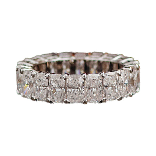 6x4 Radiant Cut Moissanite Diamond Shared Prong Wedding Band from Carat and Kraft, on white
