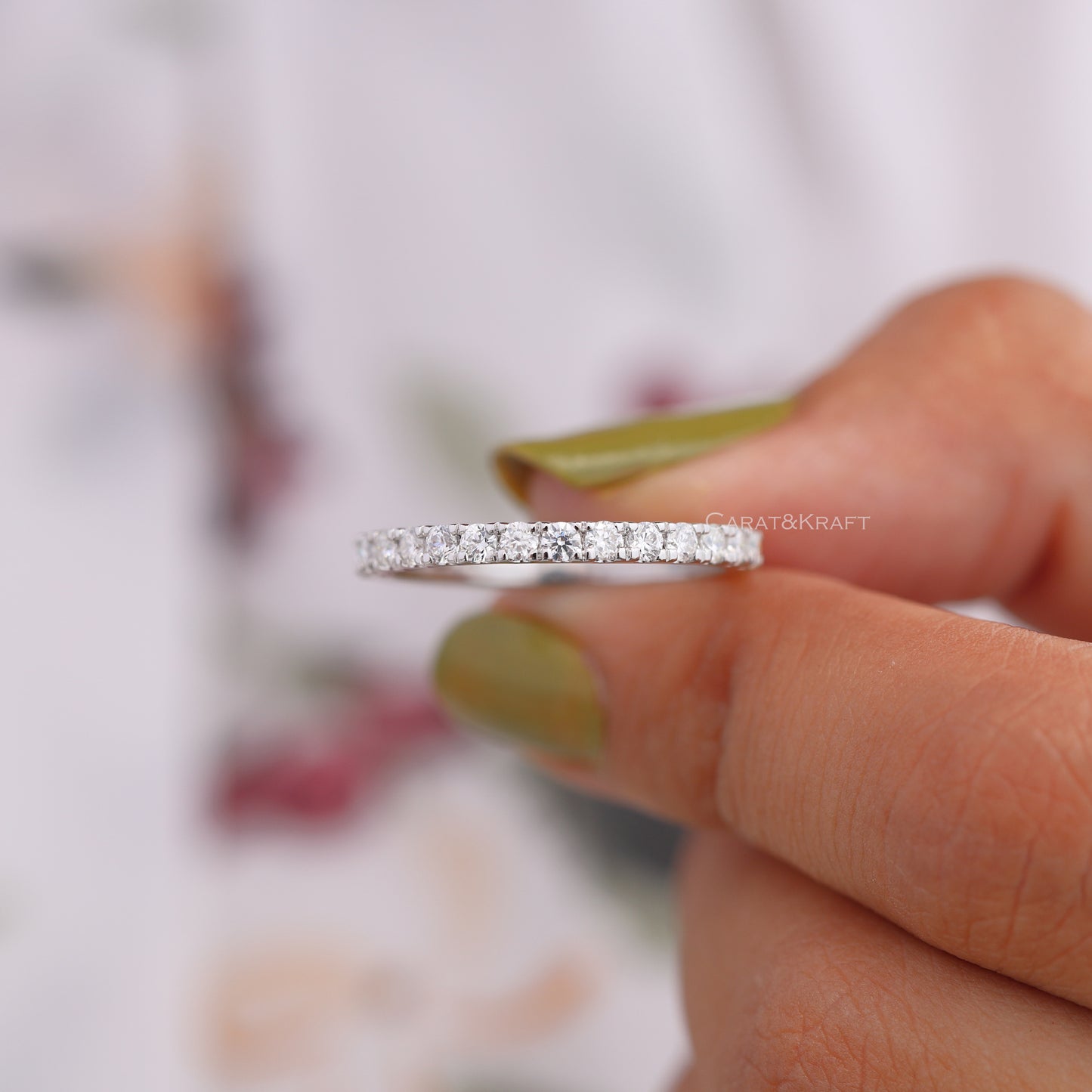 2mm Half eternity moissanite Band