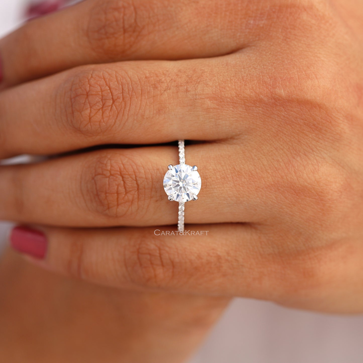 Round Moissanite Pave Engagement Ring