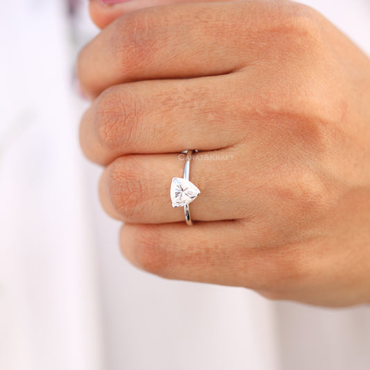 Trillion Cut Solitaire Moissanite Diamond Engagement Ring, view 1