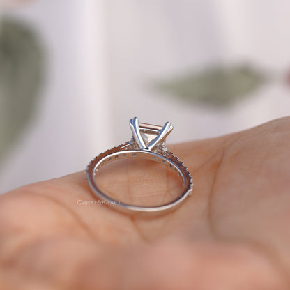 Princess Cut Colorless Moissanite Engagement Ring, view 5
