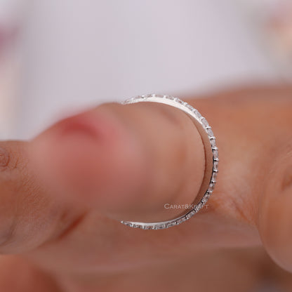Full Eternity Style Moissanite Pretty Wedding Band, view 4