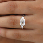 Emerald Cut Three Stone Moissanite Diamond Engagement Ring