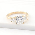 Cushion Cut Moissanite Diamond Ring, Two Side Round Cut Diamond Ring