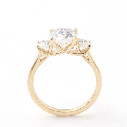 Cushion Cut Moissanite Diamond Ring, Two Side Round Cut Diamond Ring, view 8