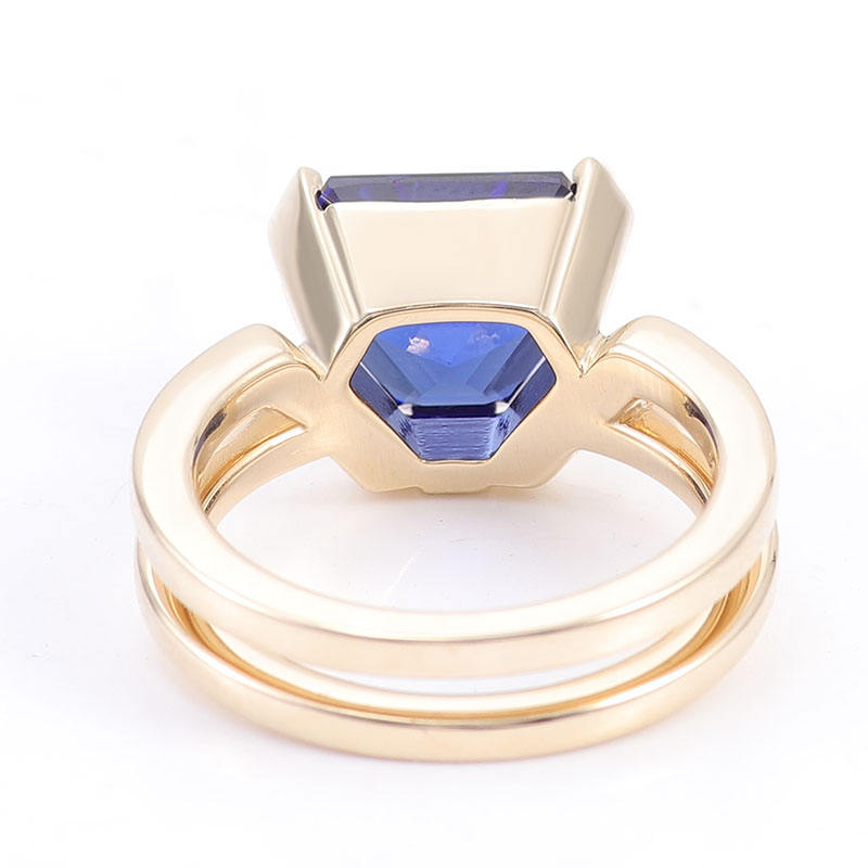 Blue sapphire Hexagon Diamond Ring For Men