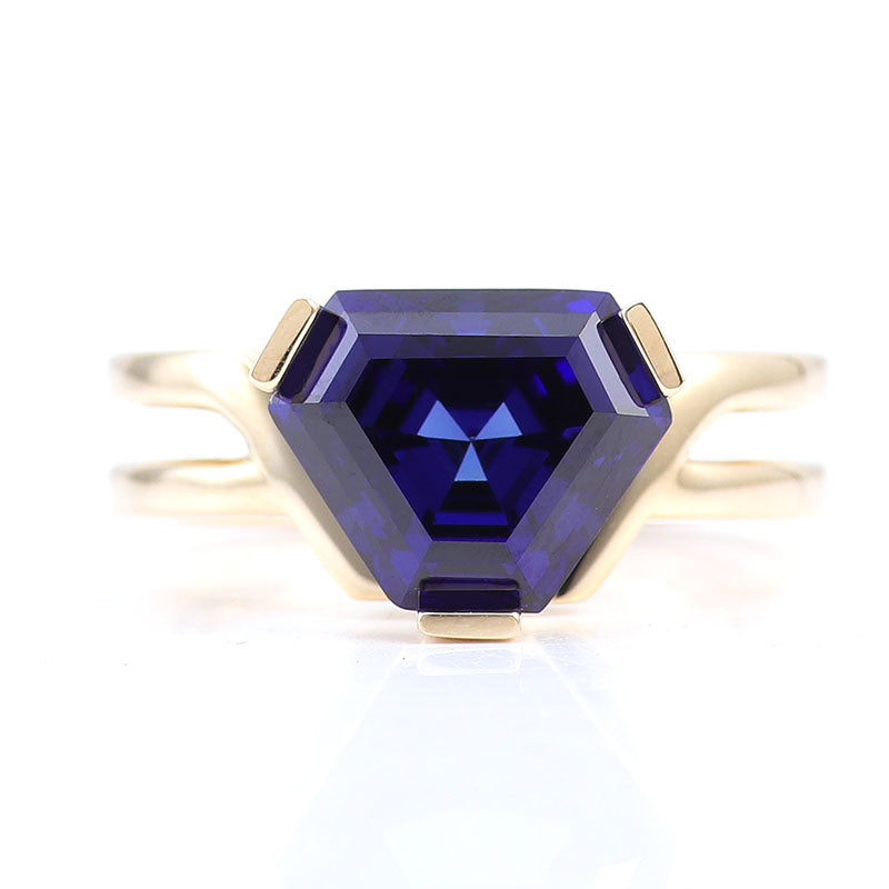 Blue sapphire Hexagon Diamond Ring For Men