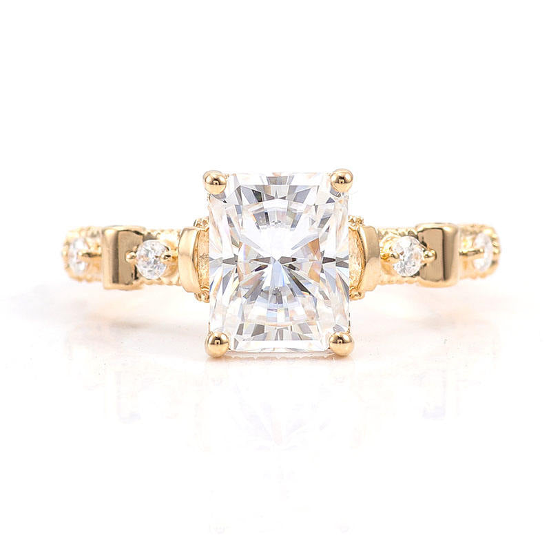 Radiant Cut Hidden Halo Moissanite Engagement Ring