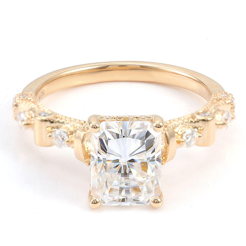 Radiant Cut Hidden Halo Moissanite Engagement Ring