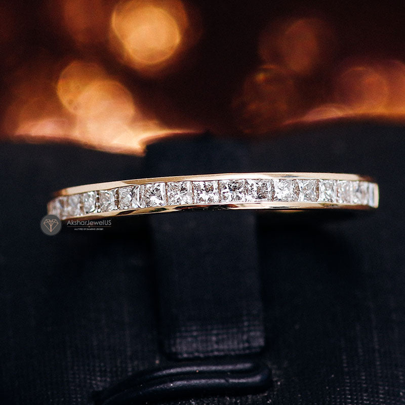 Princess Cut Moissanite Diamond Half Eternity Matching band