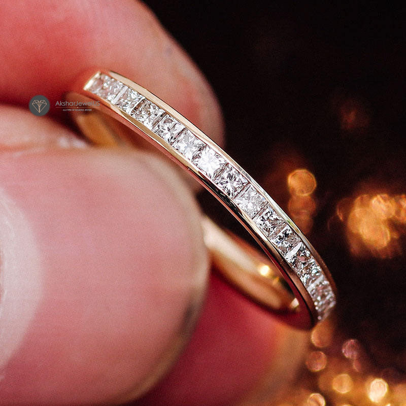 Princess Cut Moissanite Diamond Half Eternity Matching band