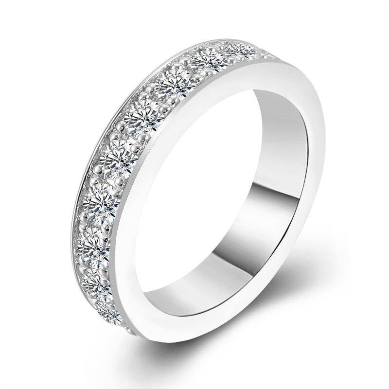 3.00mm Round Half Eternity Moissanite Wedding Band