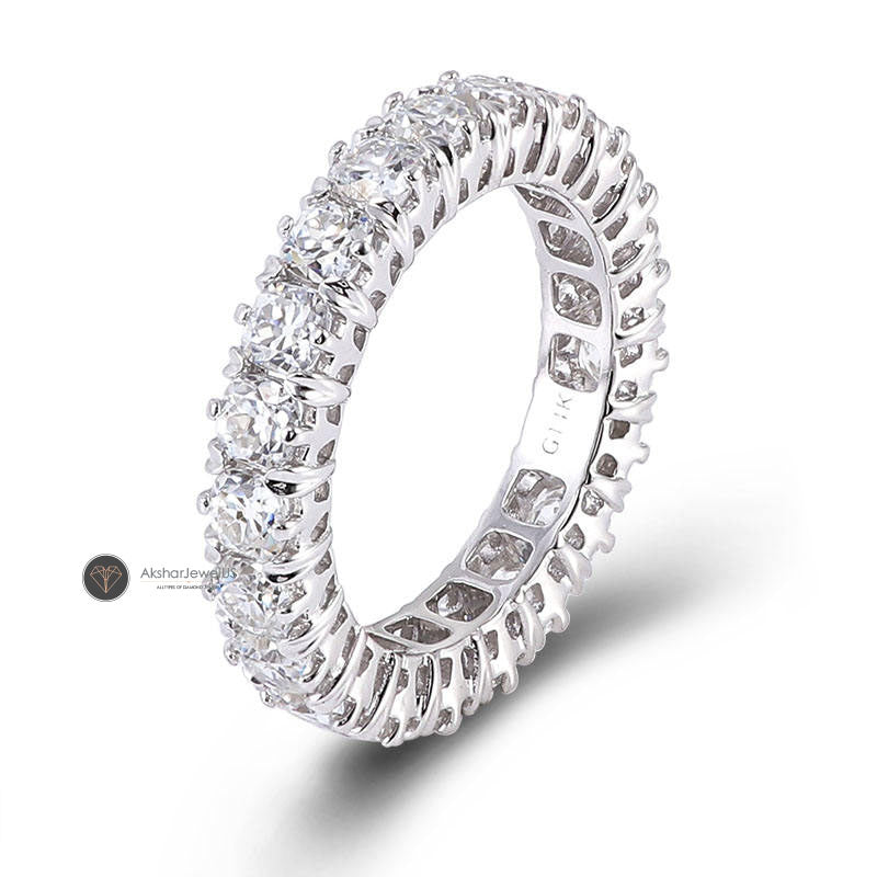 Round Old European Cut Moissanite Full Eternity Band