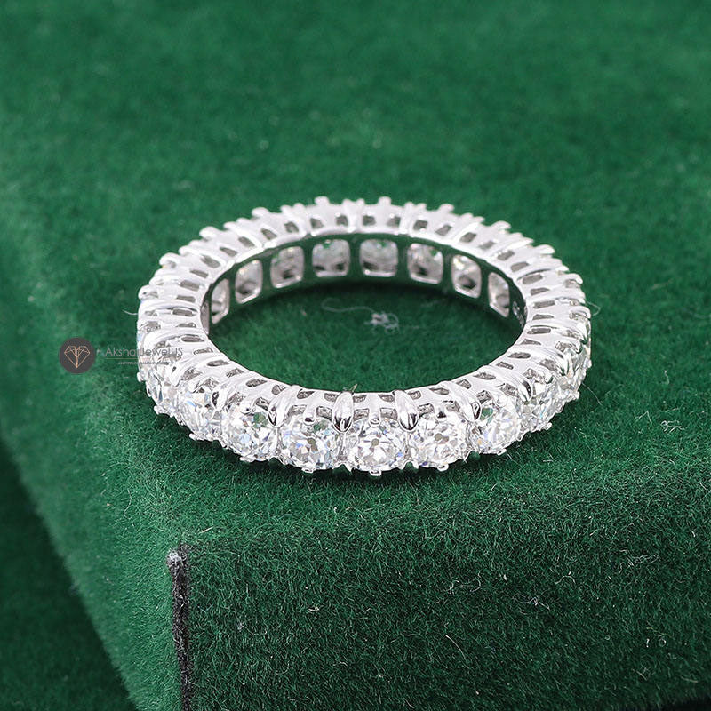 Round Old European Cut Moissanite Full Eternity Band