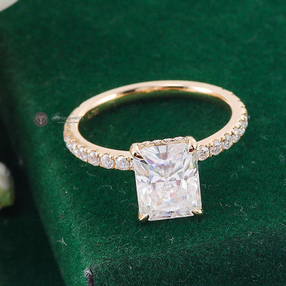 Radiant Hidden Halo Moissanite Ring, view 5