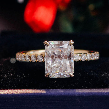 Radiant Hidden Halo Moissanite Ring, view 2