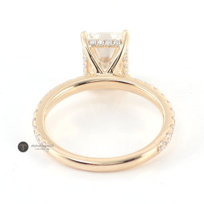 Radiant Hidden Halo Moissanite Ring, view 8