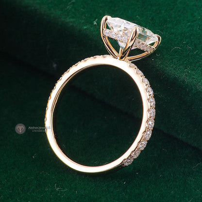 Radiant Hidden Halo Moissanite Ring, view 4