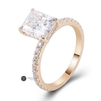 Radiant Hidden Halo Moissanite Ring, view 9