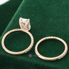 Emerald Cut Hidden Halo Pave Moissanite Engagement Ring Set
