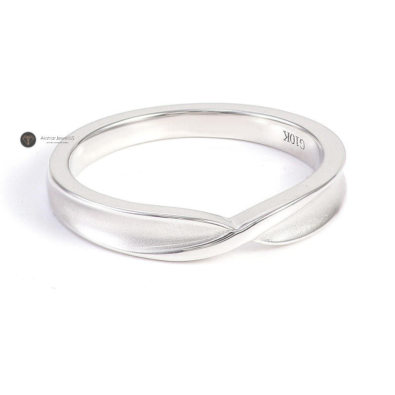 Infinity Shape Knot White Gold Ring, Modern Silver Promise Ring