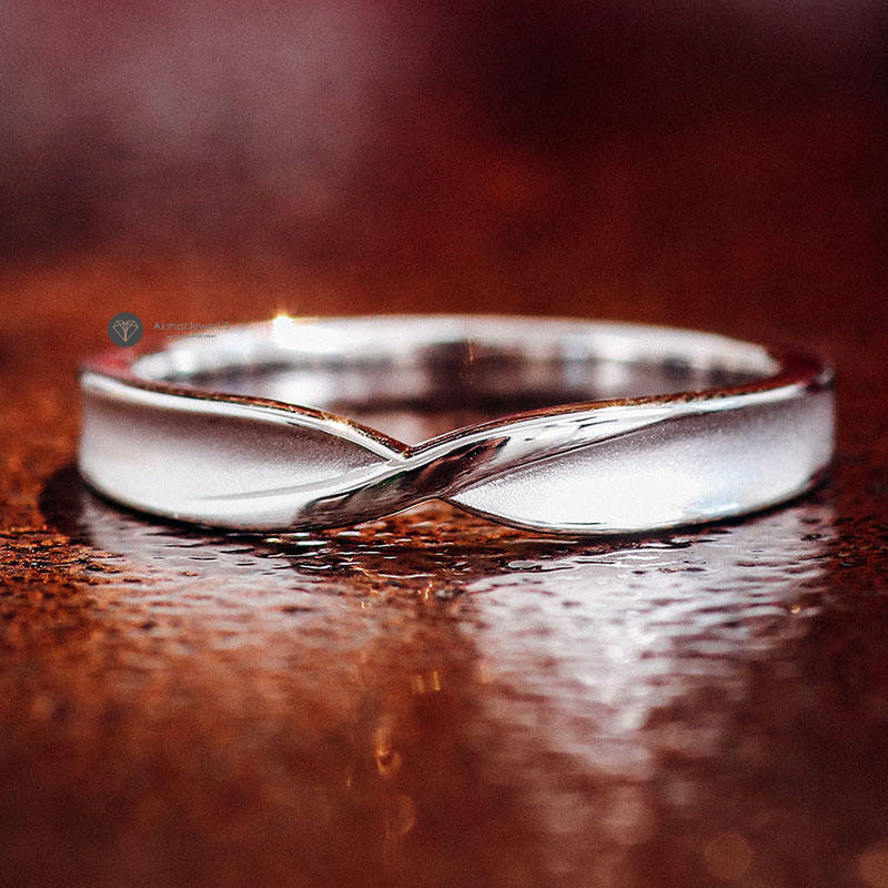 Infinity Shape Knot White Gold Ring, Modern Silver Promise Ring