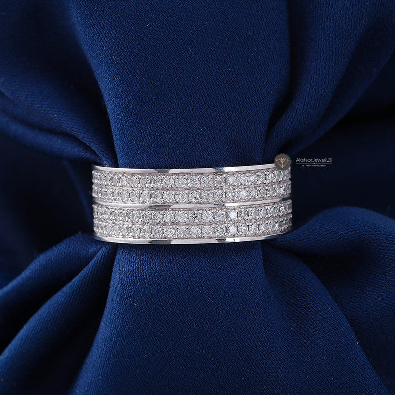 Micro Pave Set Full Eternity Moissanite Diamond Wedding Band