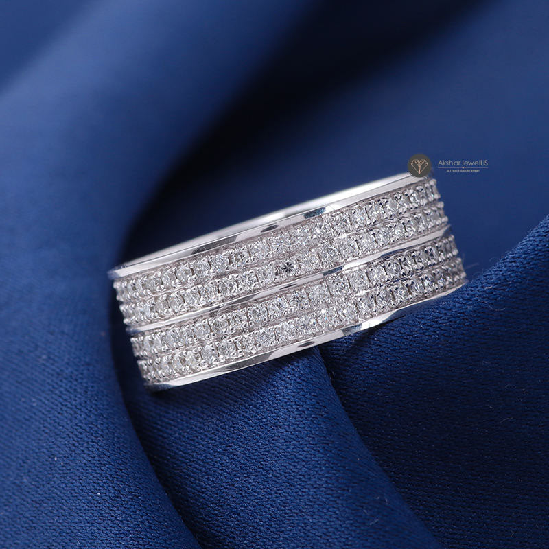 Micro Pave Set Full Eternity Moissanite Diamond Wedding Band