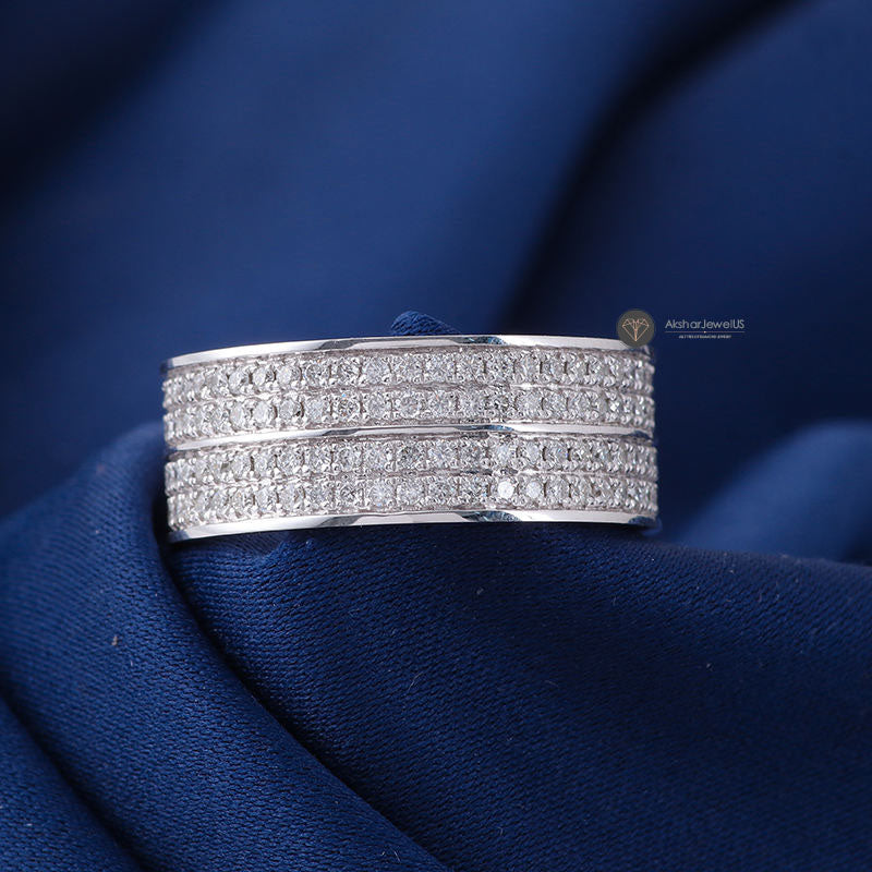 Micro Pave Set Full Eternity Moissanite Diamond Wedding Band