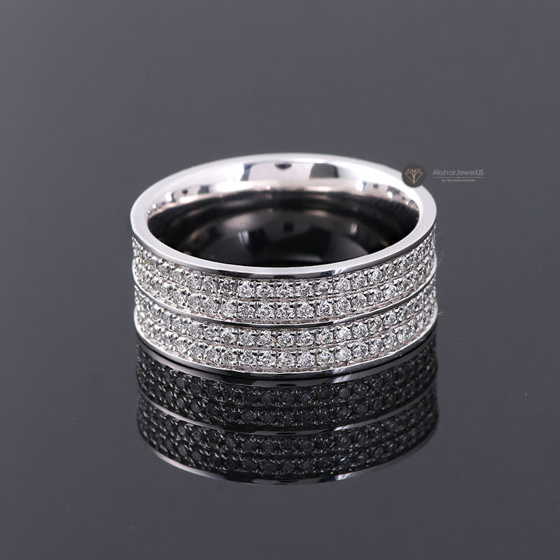 Micro Pave Set Full Eternity Moissanite Diamond Wedding Band