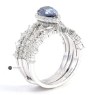 Fancy Blue Pear Moissanite Halo Engagement Ring Set