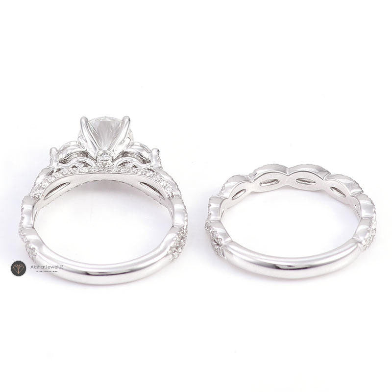 Round 1.50ct Moissanite Twist Band Bridal Wedding Ring Set