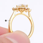 Elongated Oval Cut halo Cluster Moissanite Ring Set