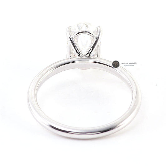 Elongated Crushed Ice Oval Cut Moissanite Solitaire Engagement Ring, view 1