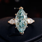 Blue Green Marquise Cut Moissanite Muse Engagement Ring