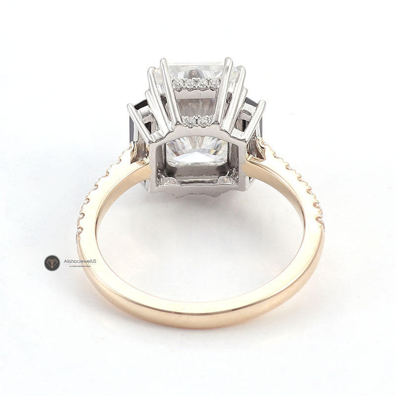 4.00CT Crushed Ice Elongated Radiant Cut Three Stone Ring