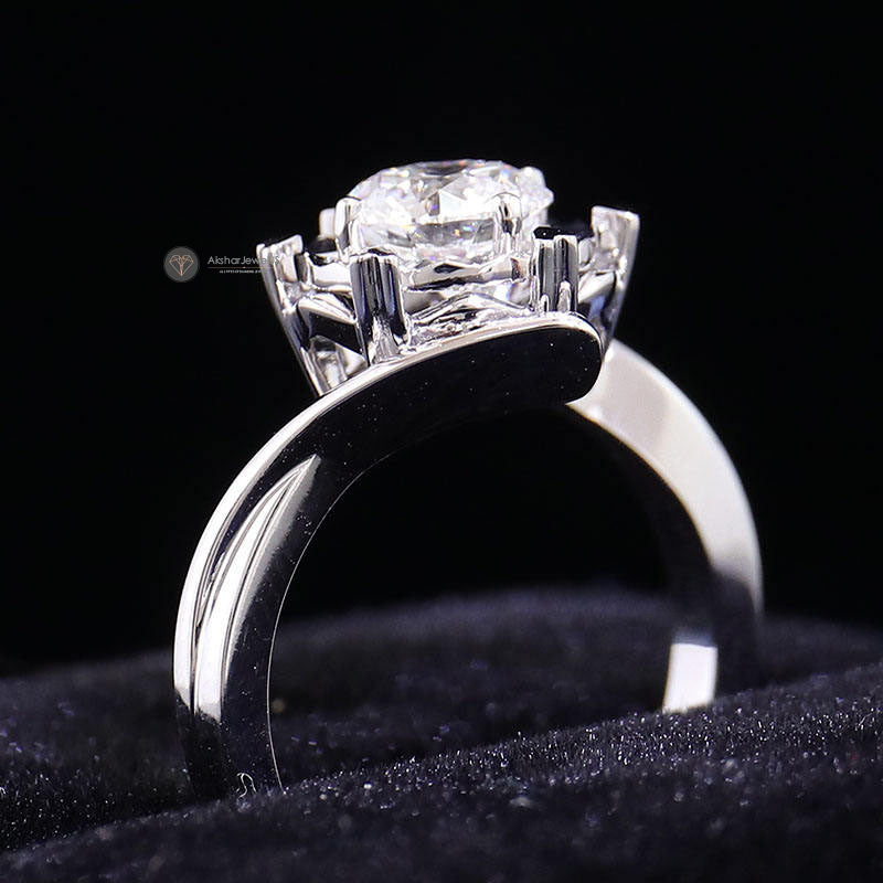 Brilliant Round Lab Grown Diamond Engagement Ring, Heart Shape Prong Set Moissanite Ring