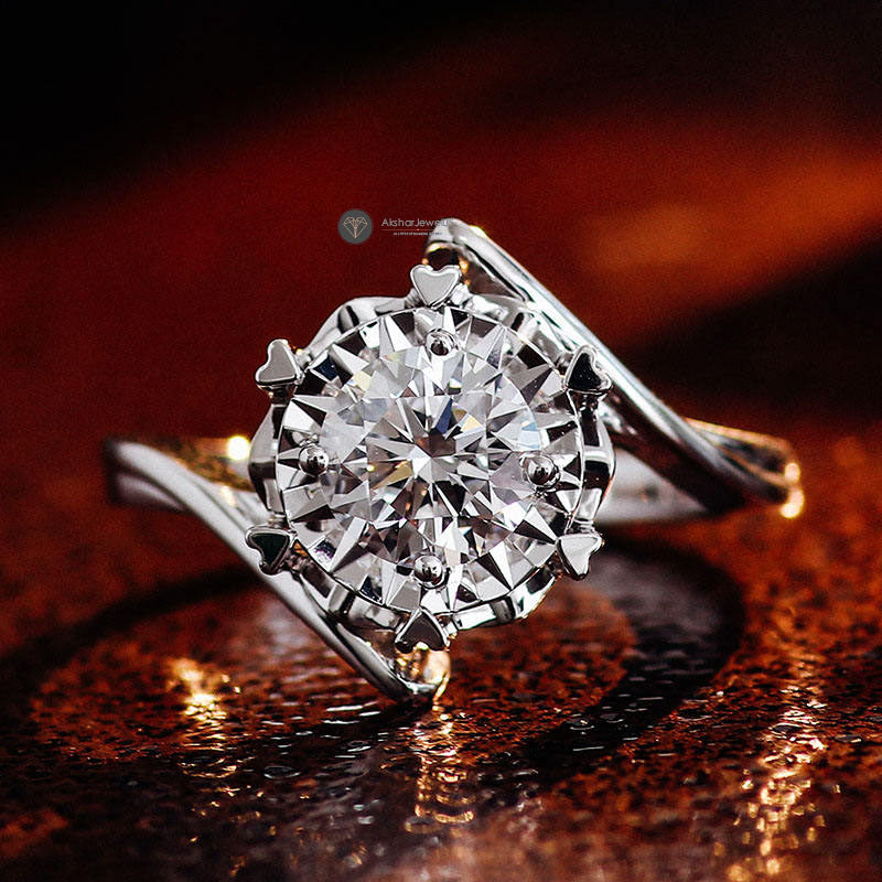 Brilliant Round Lab Grown Diamond Engagement Ring, Heart Shape Prong Moissanite Ring