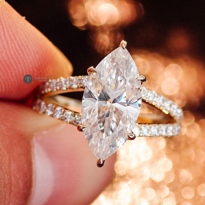 Marquise Cut Lab Created Diamond Hidden Halo Ring