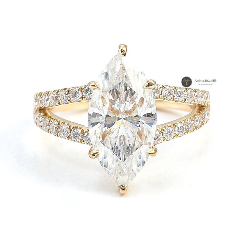 Marquise Cut Lab Created Diamond Hidden Halo Ring